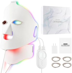 Liarty 7 Colors LED Face Mask Light Therapy, Red Light Therapy Face & Neck Mask, Skin Care Rejuvenation Facial Skin Care Device, Silicone Face Mask Beauty (White)