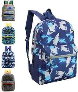 24-Pack 15" Backpacks for Kids - Bookbags in Bulk for Elementary, Middle, and High School Students, 4 Assorted Colors and Patterns
