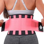 NeoHealth Breathable & Light Lower Back Brace | Waist Trainer Belt | Lumbar Support Corset | Posture Recovery & Pain Relief | Exercise Adjustable | Women & Men | Pink XXL