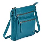 Wise Owl Accessories Real Leather Small Crossbody Handbags & Purses for Women -Premium Crossover Over the Shoulder Bag (Turquoise Green Nappa)