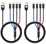 Multi Charging Cable 4ft 2Pack 3.5A Fast Multi Charger Cable 4 in 1 Multiple Nylon Braided USB Cable Universal Charging Cord for Type C Micro USB Port for Cell Phones/IP/Samsung/Ps/LG/Tablets and More