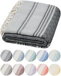 DEMMEX Organic Diamond Turkish Bath & Beach Towel | 100% Oeko-TEX Certified Turkish Cotton, Ultra-Soft, Quick-Dry, Lightweight, Compact & Oversized Peshtemal Towel, Prewashed, 180x90cm, Black Gray