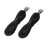 Phone Cord,Glian 2 Pack 6P4C 5M 16ft Black Phone Telephone Extension Cord Cable Line Wire RJ11 Modular Plug for Landline Telephone Modem Accessory