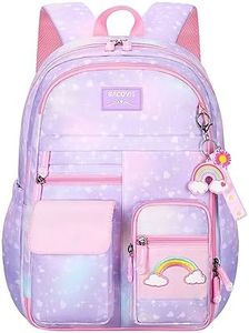 Youngsing Girls Backpack,Backpacks for Girls,Kids Backpack with Elementary School Bag, Purple, Normal, Casual