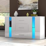Panana Sideboard Cupboard Unit Cabinet 2 Doors 3 Drawers RGB LED lighted LxDxH 53.15x12.6x27.56inch