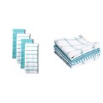 KitchenAid Albany Kitchen Towel 4-Pack Set + T-fal 100% Cotton Flat Waffle Dish Cloths 4-Pack