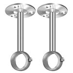 Ceiling Curtain Pole Brackets, 32mm 1 1/4 Inch Curtain Pole Holder Silver Heavy Duty Metal Curtain Rail Bracket Wardrobe Closet Rod Supports Hanger for Window Shower Drapery, 2 Pack