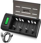 BONAI LCD Rechargeable Battery Charger For C, D, AA, AAA Battery (Ni-Mh or Ni-Cd) and 9V Battery (Ni-Mh or Li-ion) - LCD Universal Battery Charger With Discharge Function [Black]