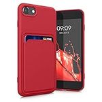 kwmobile Case Compatible with Apple iPhone SE (2022) / iPhone SE (2020) / iPhone 8 / iPhone 7 Case - TPU Phone Cover with Credit Card Holder - Red