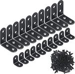 E-TING 20PCS L Bracket Corner Bracket,Black Small Right Angle Bracket for Wood Furniture Cabinet Chair(10PCS 0.79 Inch+10PCS 1.57 Inch with 60PCS Screws)