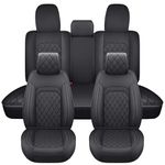 Aierxuan Seat Covers Full Set Compatible with Jeep Wrangler JK JL Custom Fit 2007-2026 4-Door Rubicon Sahara Willys Sport High Altitude Unlimited Truck Pickup Waterproof Leather (Full Set, Black)