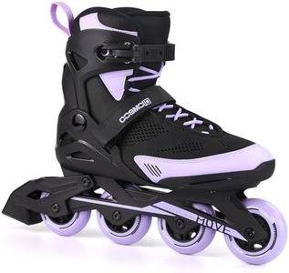 COSMOID Move Inline Skate Women Men - Professional Roller Skates Blades Adult Male Female, Indoor Outdoor and Fitness Black/White (Black, Men 9,Women 9.5)