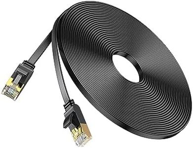 UGREEN Ethernet Cable Cat7 Network Cables High Speed 10Gbps 600Mhz/s Shielded LAN Cord Flat Gigabit RJ45 Patch Cords Black Internet Wire Compatible with Gaming PS5 Xbox PC Router Modem Smart TV(10M)