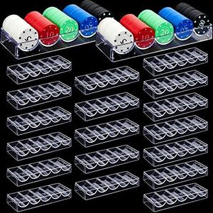 Yulejo 10 Pieces Poker Chip Trays Acrylic Poker Chip Rack Poker Chip Holder Poker Chip Cases for Casino Game