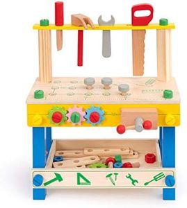 ROBUD Wooden Tool Workbench Toy for Kids & Toddlers, with Wood Tool Set Gift for Boys Girls 3 Year Old and Up