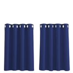 PONY DANCE Blackout Curtain Short for Kitchen 36" Drop Super Soft Thermal Ryelet Top Panels Privacy Protected for Small Window/Hotel, W 52 x L 36 in, 2 Pieces, Blue