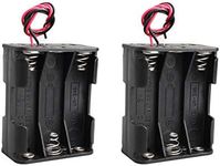 HALJIA 2Pcs 9V AA 6 x 1.5V Plastic CELL Battery Clip Slot Holder Case Battery Storage Box Double Deck/Back to Back with Wire Leads