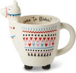 VOTUM Animal-Shaped Llama Coffee Mug, 18.6 fl. oz. - Handmade, Adorable Tea Cup with Llama Head, Hooves, Printed Como Te Llama Writing -Premium Ceramic Gifts for Women & Men, Large Coffee Mugs Tea Mug