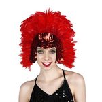 Zucker Feather Products Red Coque Feather Headdress with Sequins