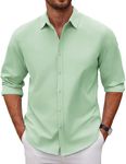 COOFANDY Men's Long Sleeve Dress Shirt No Iron Casual Button Down Shirt Solid Untucked Shirt Regular Fit Shirts Light Green