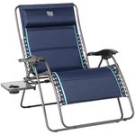 TIMBER RIDGE XXL Oversized Zero Gravity Chair, Full Padded Patio Lounger with Side Table, 33”Wide Reclining Lawn Chair, Support 500lbs(Blue)