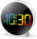 OQIMAX Newest Digital Alarm Clock, Alarm Clocks Bedside with Colorful Curved LED Display, Battery/USB Powered Digital Clock with Snooze, 4-Level Brightness, 2 Alarms, 12/24Hr for Heavy Sleepers Kids