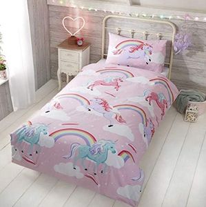 Rapport Little Unicorn Single Duvet Quilt Cover Bedding Set, Polyester, Pink, 135x200cm & 1x Pillow Case 50x75cm