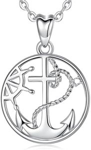 AEONSLOVE Collar Ancla Plata de Ley 925 Colgante Náutico Mujer Joyas Marina para Entusiasta de Vela Regalo Ancla de Cumpleaños San Valentin Navidad Dia de la Madre