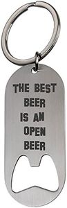 Portachiavi/apribottiglie con incisione in lingua inglese "The Best Beer is an Open Beer", ideale come regalo per il proprio padre, ad esempio per la Festa del Papà