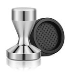 Flexzion Coffee Tamper Machine 51mm Diameter Stainless Steel Flat Base Grip Handle Barista Espresso Bean Press Siver Kitchen Accessories