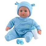 DOLLSWORLD from Peterkin | Little Treasure | 38cm doll with sleeping eyes, bottle and dummy with soft blue outfit | Dolls & Accessories | Ages 18m+