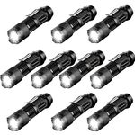 Modaao 10 Pack Mini Flashlights LED Flashlight 300lm Adjustable Focus Zoomable Light (Black)