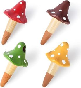 LOVEWEE Self Watering Spikes Mushroom Shaped Plant Watering Globes Irrigation Terracotta Watering Device Garden Waterer for Indoor Outdoor Plant 4 Packs
