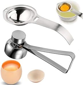 Egg Topper, Separatore Di Albume, Tagliauovo In Acciaio Inossidabile, separatore tuorlo albume,separa tuorlo da albume,egg separator,apri uova,Semplice Utensile Da Cucina Per Uova Sode (Argento)