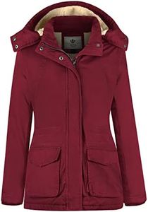 WenVen Women's Military Style Jacket Winter Insulated Coat with Hood (Claret, S)