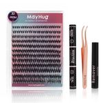 Mayhug Lash Cluster Kit 144 Pcs, 3D Lash Clusters 8-18/D Curl with 10ml Lash Bond and Seal Waterproof, 5ml Lash Remover, Lash Tweezers for Beginner Individual Eyelash Extension Kit (Prism Kit)