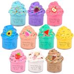 Premium Scented Butter Slime,10 Pack Slime,with Peachybaby,Watermelons,Apples and More Charms,10 Fun Slime Add Ins,Pre-Made Slime for Kids,Great 6 Year Old Toys,Super Soft Sludge Toy.Super Mini