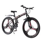 BSTSEL 27.5Inch Adult Folding Mountain Bike,Dual Suspension Mountain Bikes with 27.5 Inches 3-Spoke Wheel, 21 Speed Mens and Womens Foldable Mountain Bicycle (27.5 Inch Black & Red)