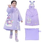 SNOWIE SOFT® Hooded Raincoat for Kids Wide Brim Hooded Raincoat EVA Knee Length Raincoat with Storage Bag Cartoon StellaLou Print Raincoat for Kids 5-7 Years Old, Recommended Height 115-125cm