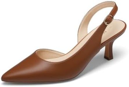DREAM PAIRS Women's Kitten Heels Slingback Closed Pointed Toe Low Pumps Shoes Women Party Wedding Sexy Casual Dress Shoes,Size 6.5,Brown-Pu,SDPU2454W