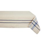 DII French Stripe Dining Table Collection Farmhouse Style Tablecloth, 60x120 Inches, Taupe/Blue