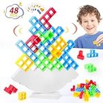 48 Pcs Tetra Tower Balance Game Toys for 3 4 5 6 7 8 9 10 11 12 Year Old Boys Girls, SUNtoys Tetris Game for Kids & Adults Gifts for 3-12 Year Old Boys Girls Building Blocks Birthday Gifts 3-12