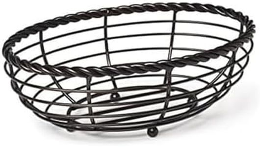 Gourmet Basics by Mikasa 5153171 Rope Metal Oval Bread Basket, Antique Black