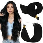 YoungSee Itip Hair Extensions Real Human Hair Black I Tip Hair Extensions Jet Black 24 Inch Itips Extensions Real Human Hair Black for Long Hair 1g/s 50g Itip Extensions Remy Human Hair