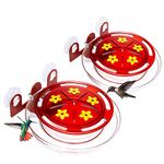 Kingsyard 2 Pack Window Hummingbird Feeders with Ant Moat, Strong Suction Cup Hummingbird Feeder for Outdoors - 8 Oz Leak Proof & 5 Bee Proof Feeding Ports, Red