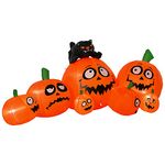 HOMCOM Halloween Decoration Inflatable Pumpkin & Cat LED Lights Flashing Eyes Accessories Seasonal Spooky Fun Outdoor Indoor Party Adult Kids