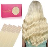 WENNALIFE Tape in Hair Extensions Human Hair, 20pcs 50g 18 inch Bleach Blonde Remy Hair Extensions Straight Human Hair Tape in Extensions Skin Weft Tape Extensions Human Hair