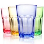 RAONEUS Plastic Tumblers Glasses Set of 4 Reusable Acrylic Kids Cups Color Stackable Drinking Glasses,BPA-Free,Unbreakable,Dishwasher Safe(265ml Color)