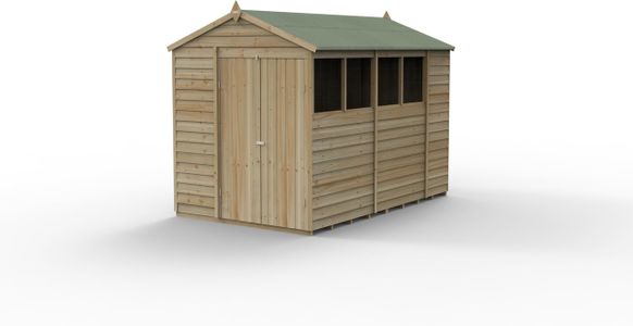 Forest Garden 4LIFE Apex Shed 6x10 ft – Double Door, 4 Windows