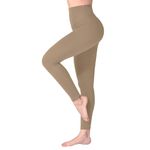 SINOPHANT High Waisted Leggings for Women, Buttery Soft Elastic Opaque Tummy Control Leggings, Plus Size Workout Gym Yoga(Khaki,L-XL)